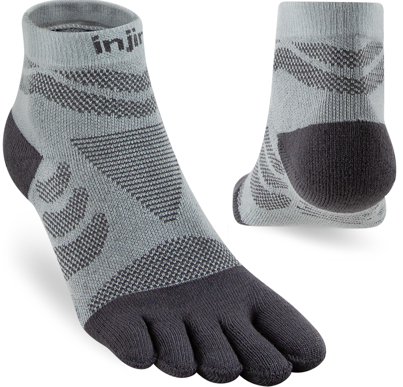 Injinji Toe Socks - Injinji Ultra Run Mini Crew Ladies Slate (New 2023) - Barefoot Junkie - Injinji Socks