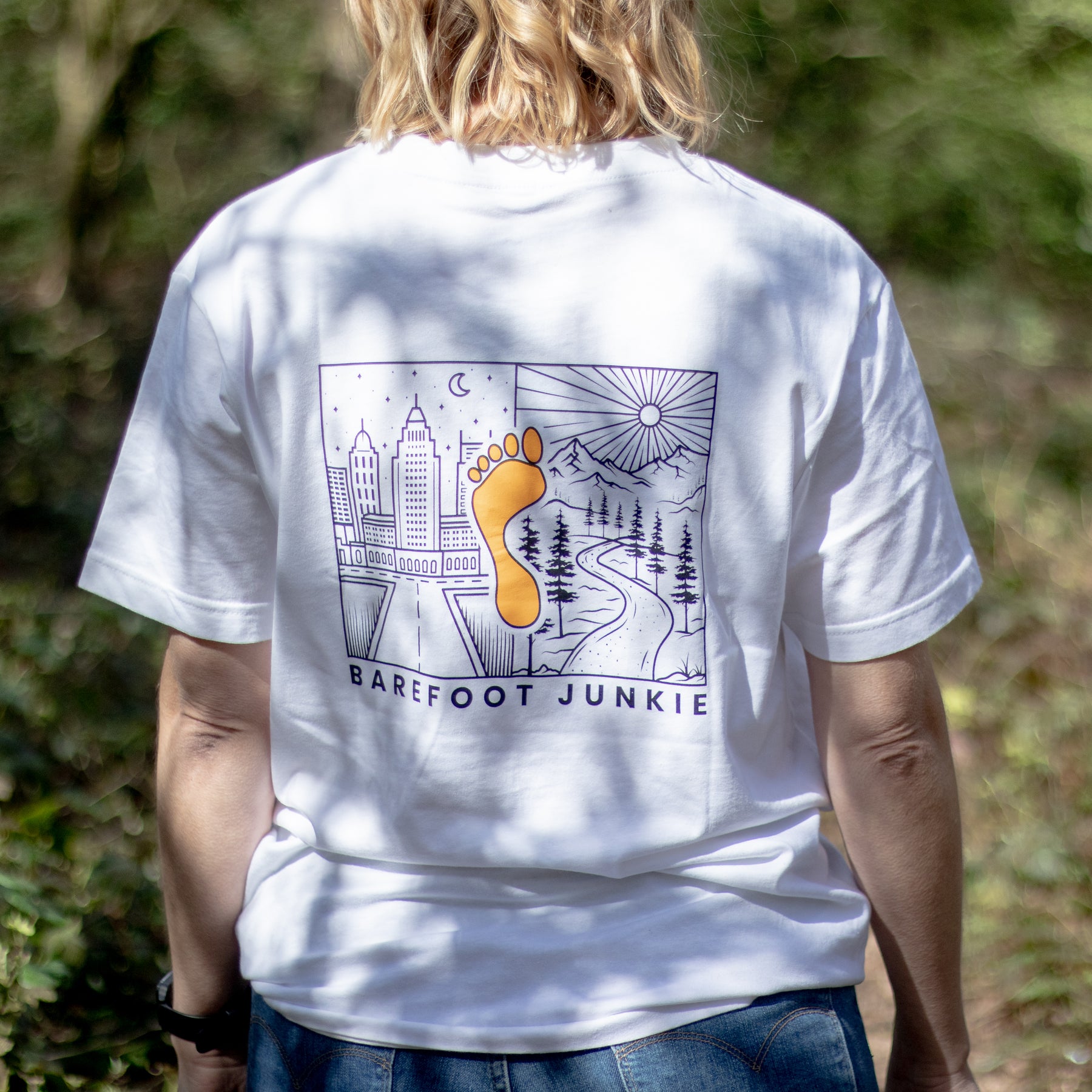 Barefoot Junkie - Barefoot Junkie Night & Day T-Shirt White Unisex Fit - Barefoot Junkie - T-Shirt