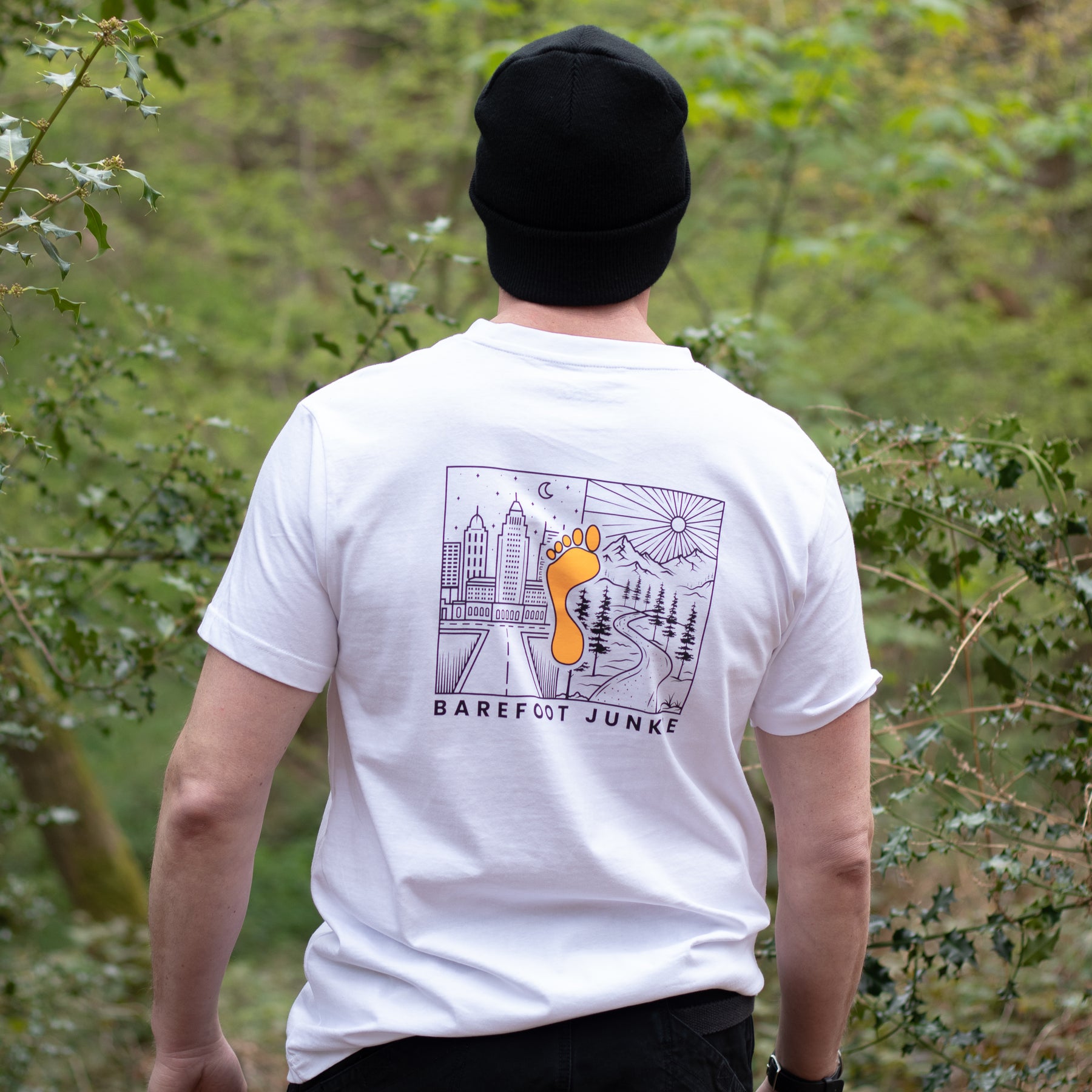 Barefoot Junkie - Barefoot Junkie Night & Day T-Shirt White Unisex Fit - Barefoot Junkie - T-Shirt